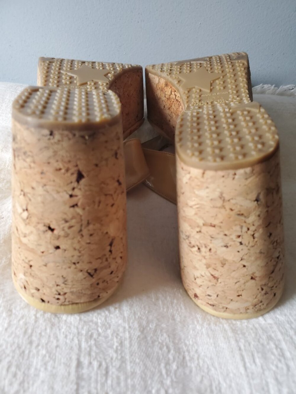 Jimmy Choo Patent Leather Cork Wedge Sandals Yellow Resort Thong Y2K Design 40.5 - Picture 7 of 15